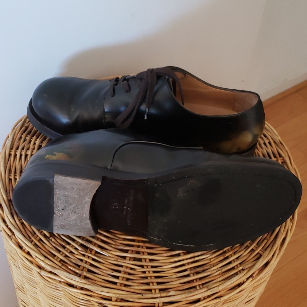 Antonio Maurizi Black Leather Derby Shoe w/ Camo Size 8.5 - Picture 6 of 12